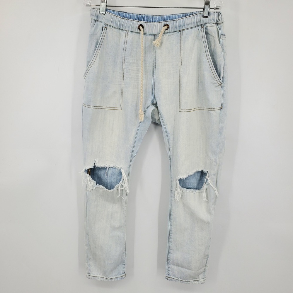 OneTeaspoon Shabbies Light Blue Distressed Denim Joggers Medium Slouchy Jeans